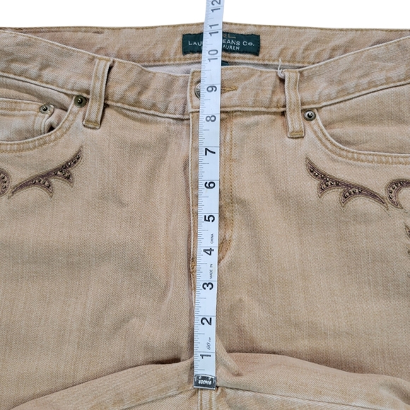 Ralph Lauren Jeans‎ Co Womens 6 Tan Western Stretch Classic Boot Cut Embroidered - Picture 12 of 13